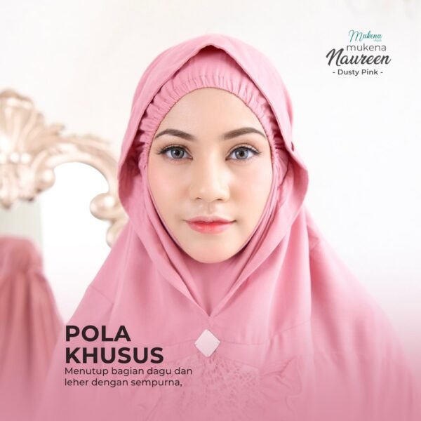 Mukena Naureen ( Dusty Pink, White & Black) | Mukena Potongan Berlengan- Mukena Alya - Image 2