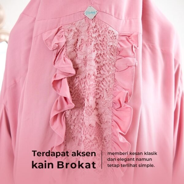 Mukena Naureen ( Dusty Pink, White & Black) | Mukena Potongan Berlengan- Mukena Alya - Image 4